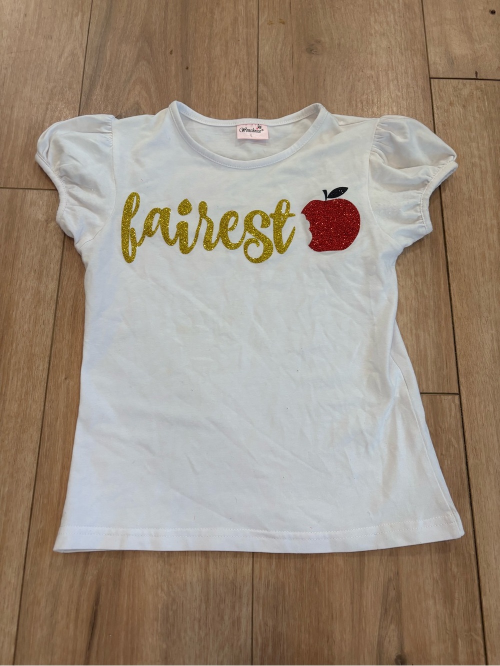White "Fairest" Glitter Apple Short Sleeve Tee - Kids